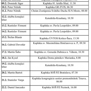 Harmonogram sv. omší